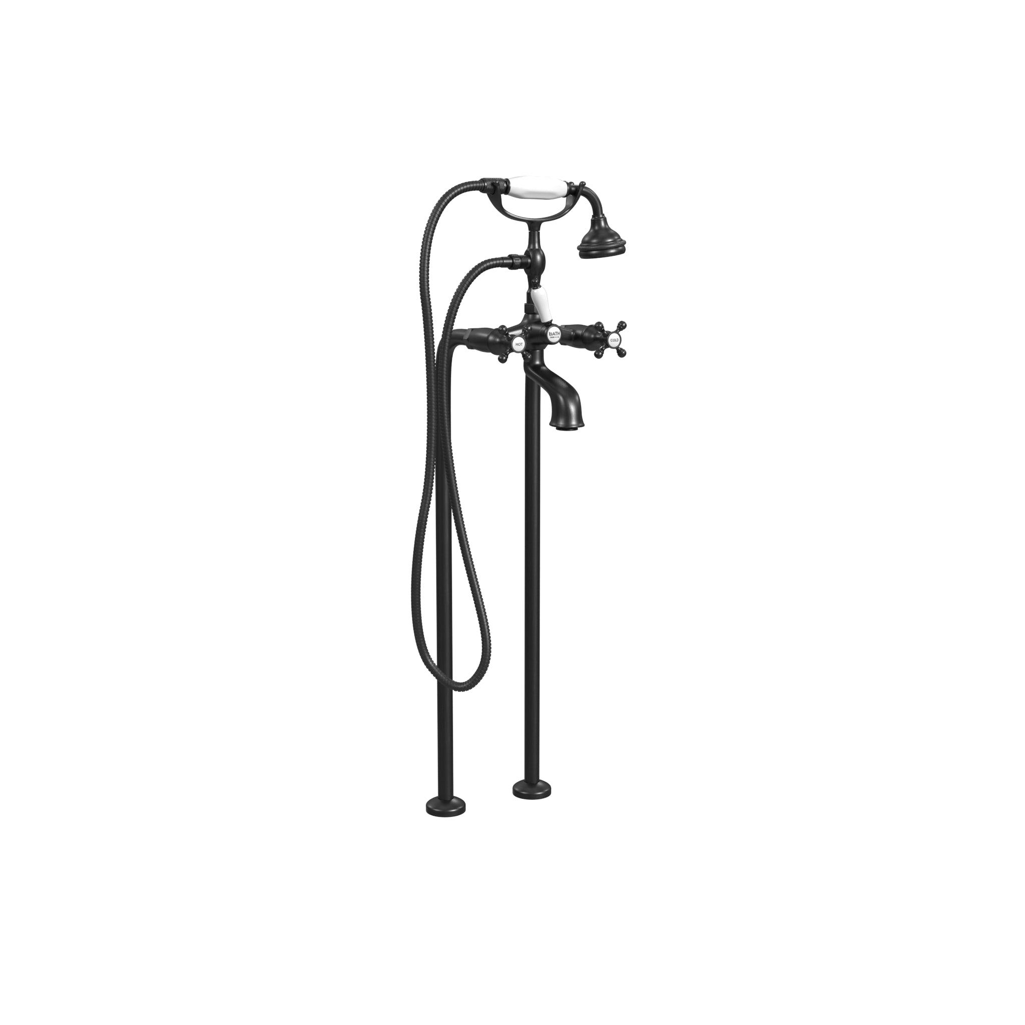Free-Standing Tub Filler with Hand Shower, Ceramic Accents faucet by Cheviot