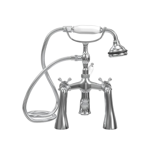 Deck Mount Tub Filler with Hand Shower, 7" Spread, Ceramic Accents |  Faucet |  Cheviot USD |  Cheviot.