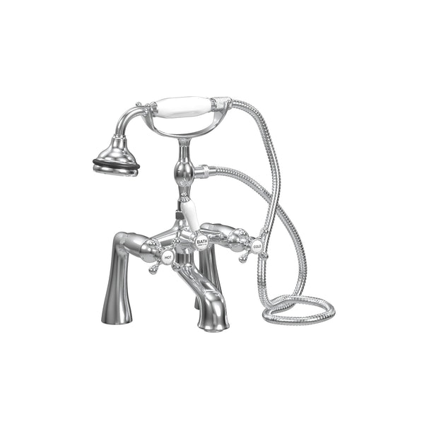 Deck Mount Tub Filler with Hand Shower, 7" Spread, Ceramic Accents |  Faucet |  Cheviot USD |  Cheviot.