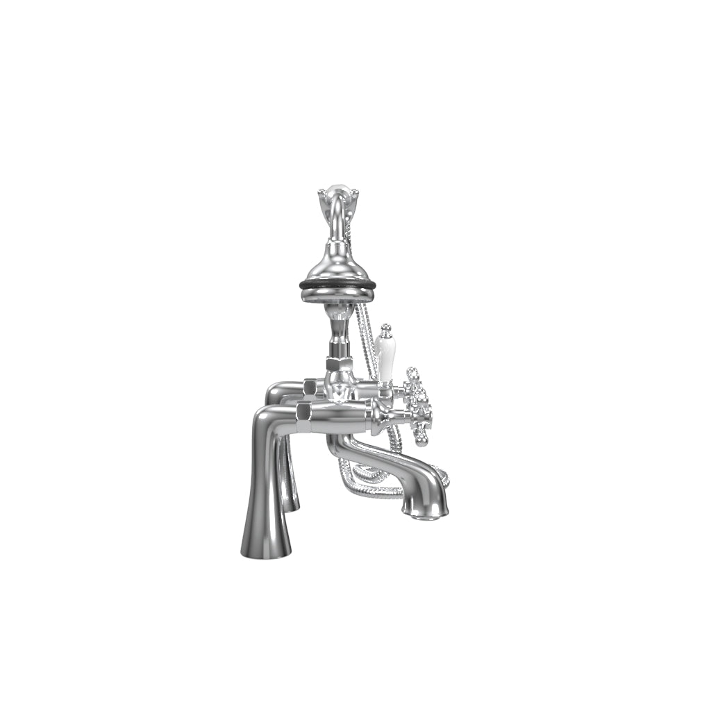 Deck Mount Tub Filler with Hand Shower, 7" Spread, Ceramic Accents |  Faucet |  Cheviot USD |  Cheviot.
