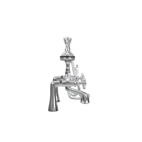 Deck Mount Tub Filler with Hand Shower, 7" Spread, Ceramic Accents |  Faucet |  Cheviot USD |  Cheviot.