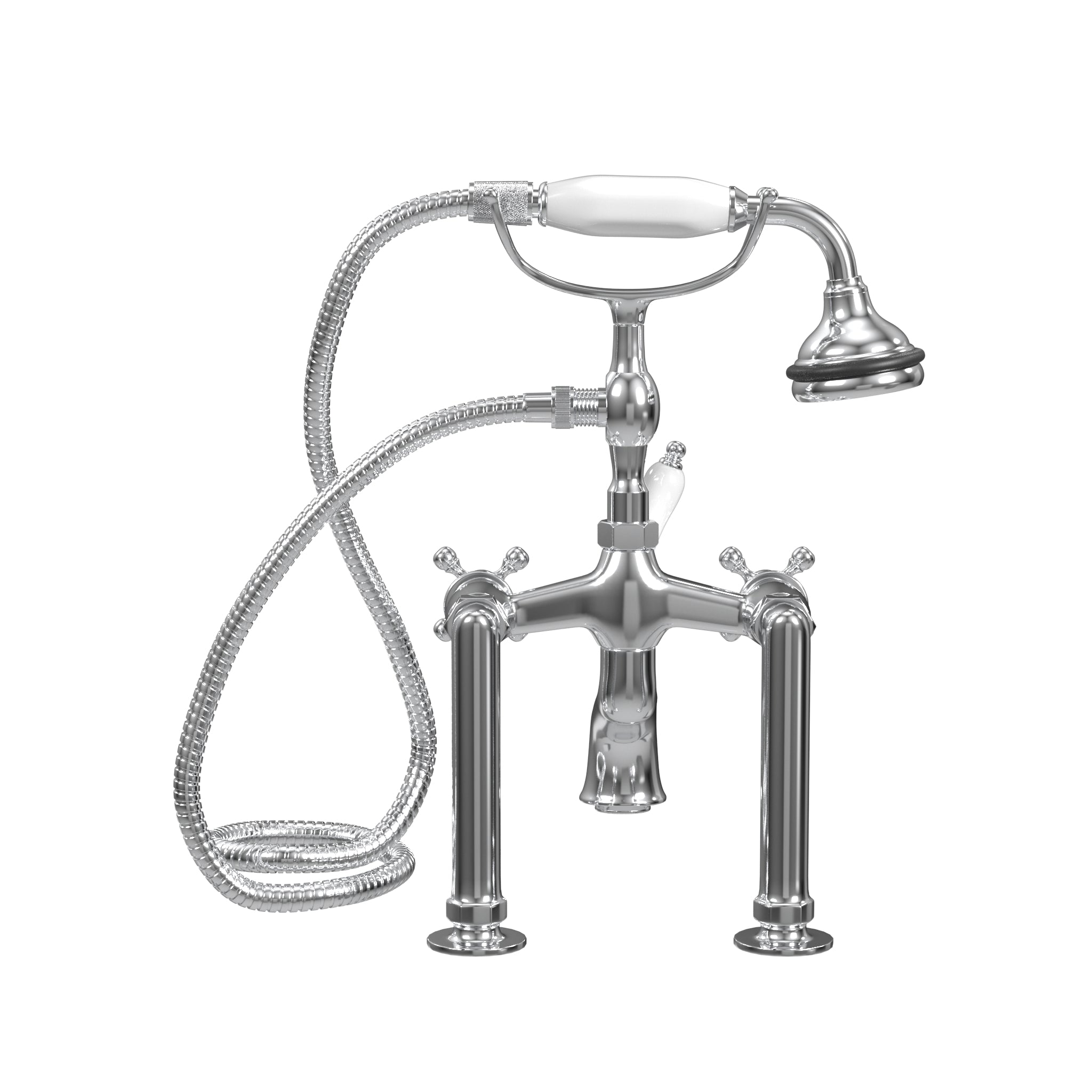 Deck Mount Tub Filler with Hand Shower, 6" Spread, Ceramic Accents |  Faucet |  Cheviot USD |  Cheviot.