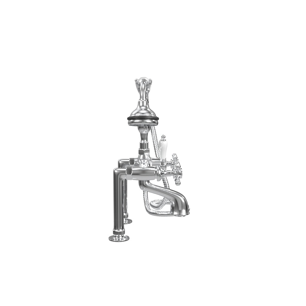 Deck Mount Tub Filler with Hand Shower, 6" Spread, Ceramic Accents |  Faucet |  Cheviot USD |  Cheviot.