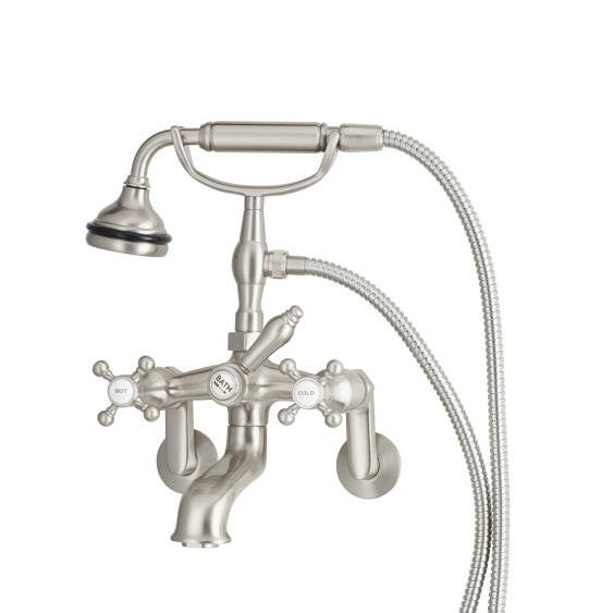 Wall Mount Tub Filler with Hand Shower, All Metal Accents faucet by Cheviot