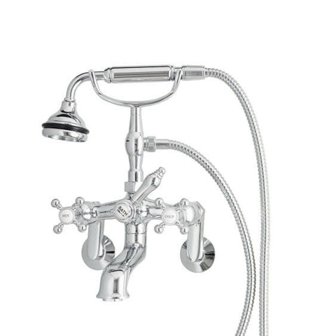Wall Mount Tub Filler with Hand Shower, All Metal Accents faucet by Cheviot