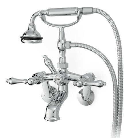Wall Mount Tub Filler with Hand Shower, All Metal Accents faucet by Cheviot