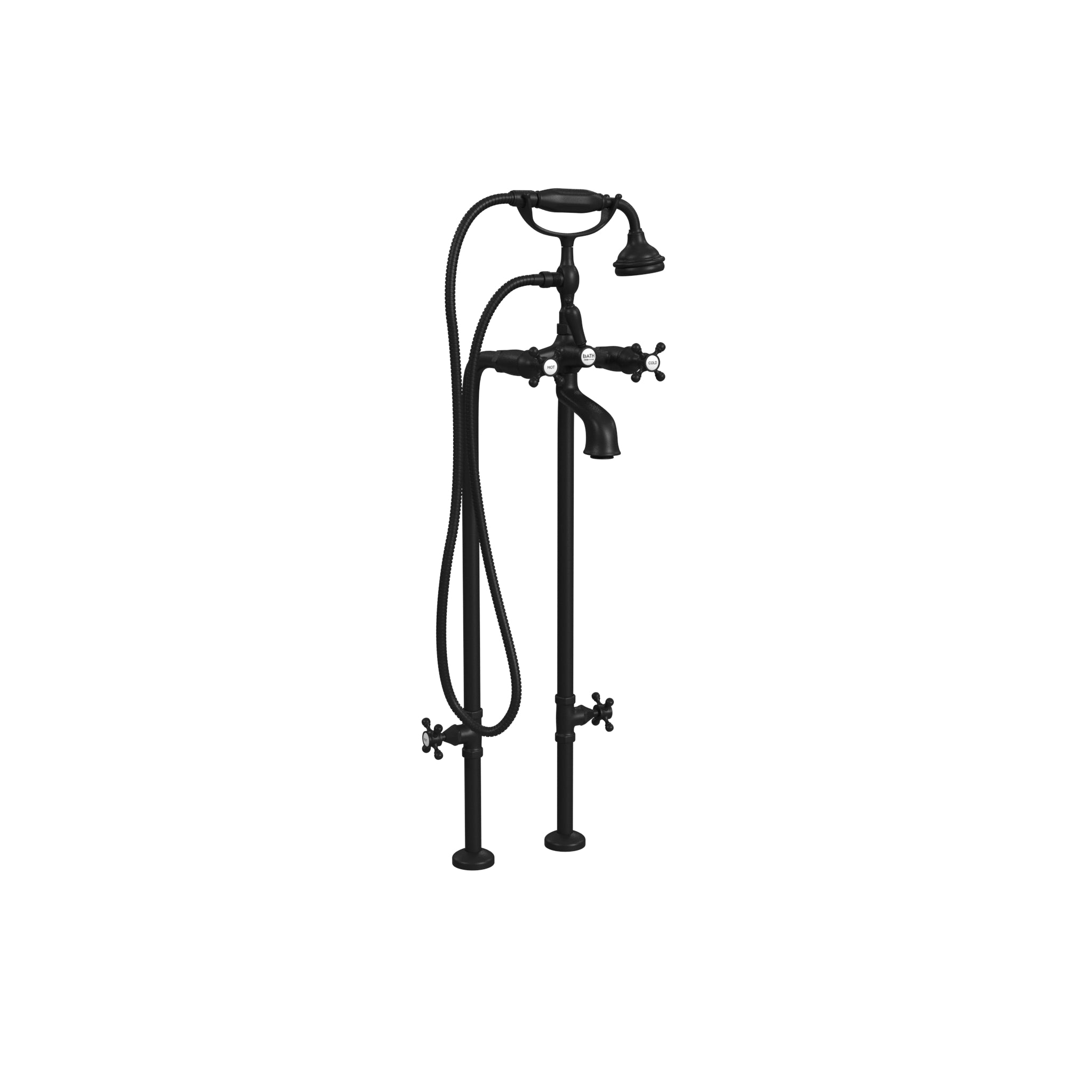 Free-Standing Tub Filler with Hand Shower and Stop Valves, All Metal Accents |  Faucet |  Cheviot USD |  Cheviot.