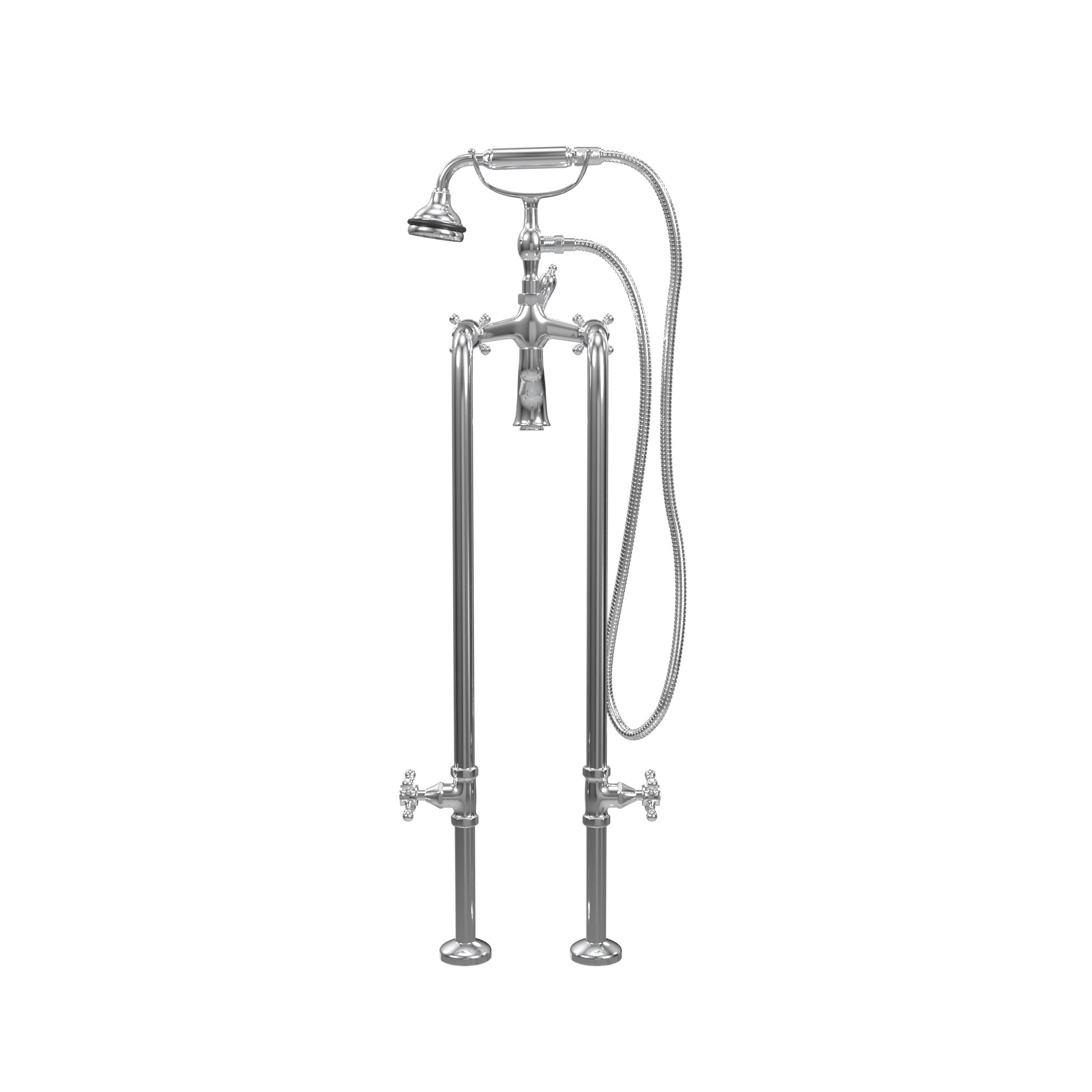 Free-Standing Tub Filler with Hand Shower and Stop Valves, All Metal Accents |  Faucet |  Cheviot USD |  Cheviot.