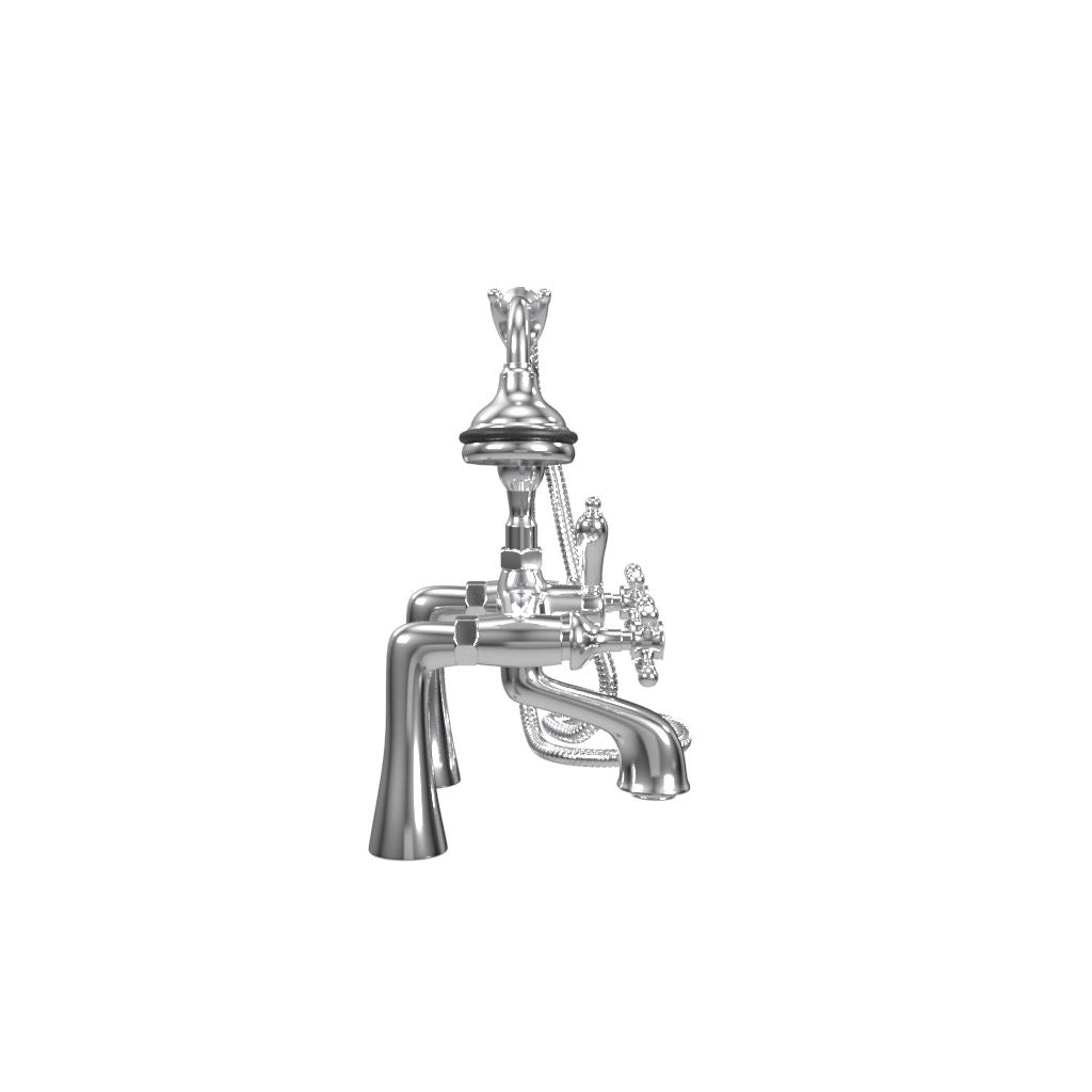 Deck Mount Tub Filler with Hand Shower, 7" Spread, All Metal Accents |  Faucet |  Cheviot USD |  Cheviot.