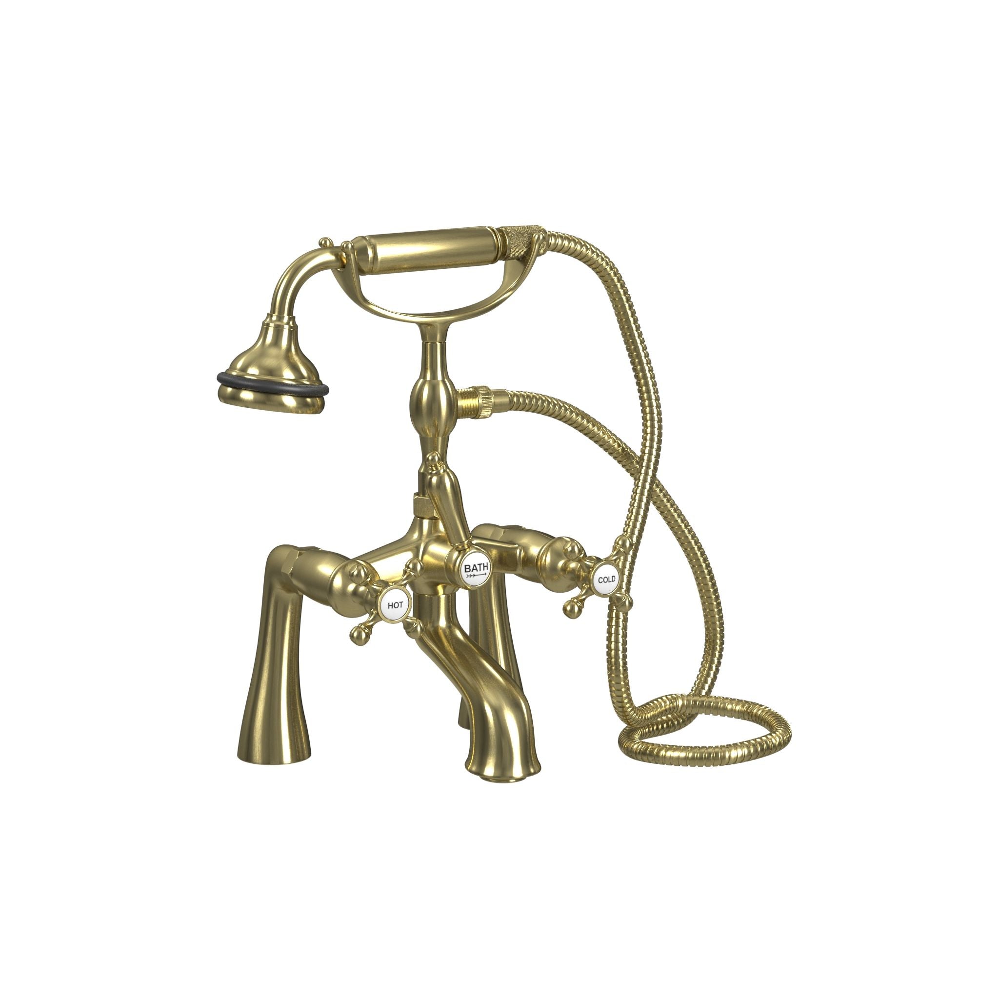 Deck Mount Tub Filler with Hand Shower, 7" Spread, All Metal Accents |  Faucet |  Cheviot USD |  Cheviot.