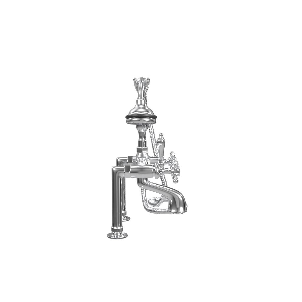 Deck Mount Tub Filler with Hand Shower, 6" Spread, All Metal Accents |  Faucet |  Cheviot USD |  Cheviot.