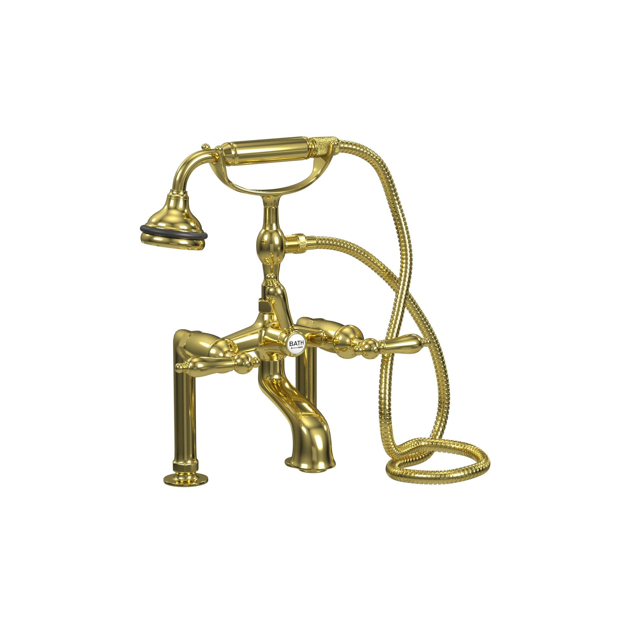 Deck Mount Tub Filler with Hand Shower, 6" Spread, All Metal Accents |  Faucet |  Cheviot USD |  Cheviot.