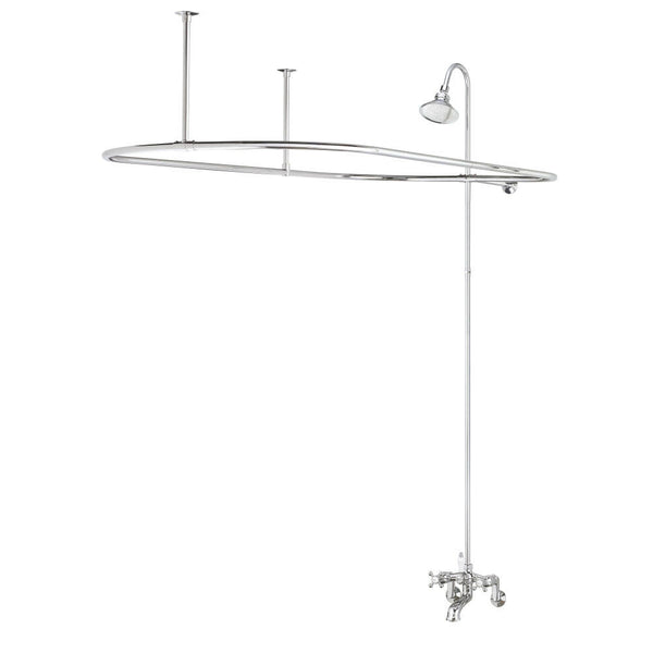 Wall Mount Tub Filler with Overhead Shower and Curtain Frame faucet by Cheviot