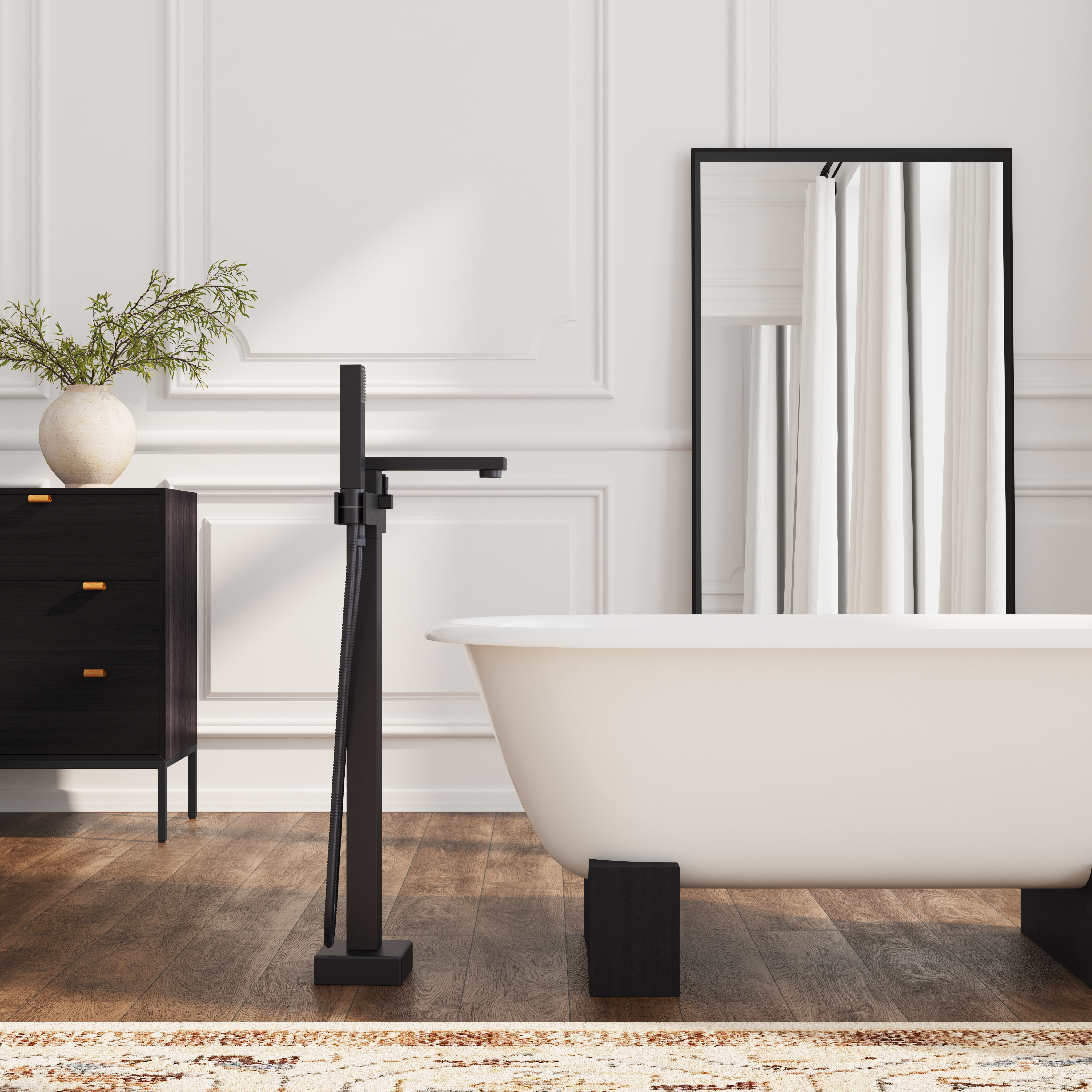 Square Tub Filler with Hand Shower