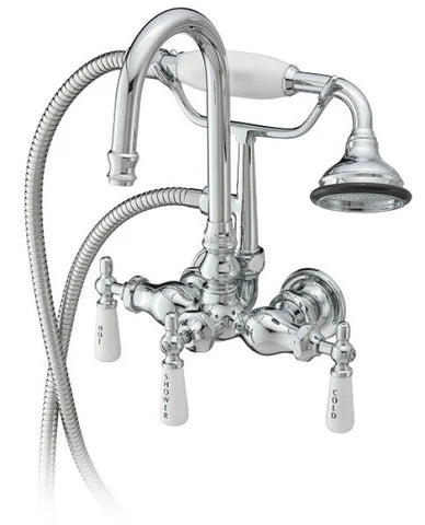 Gooseneck Tub Wall Mount Filler with Hand Shower