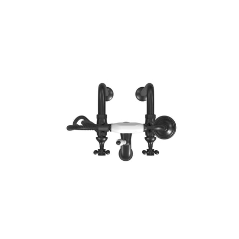 Free-Standing Tub Filler with Hand Shower, Ceramic Accents