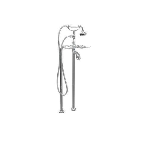 Free-Standing Tub Filler with Hand Shower, Ceramic Accents