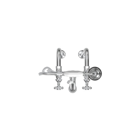 Free-Standing Tub Filler with Hand Shower, Ceramic Accents