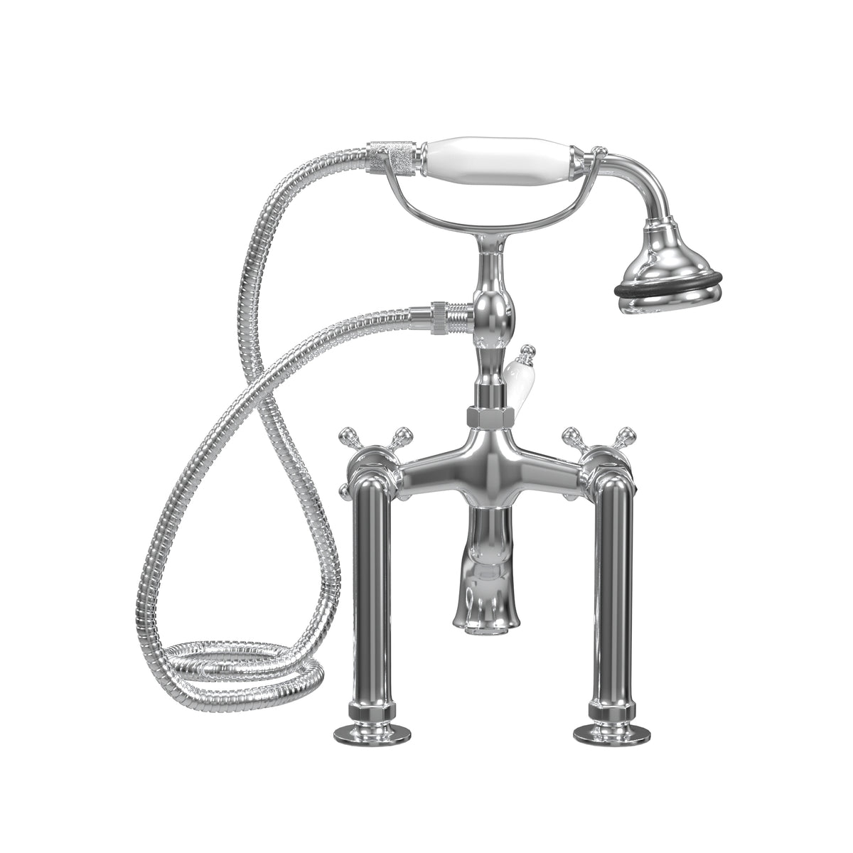 Deck Mount Tub Filler with Hand Shower, 6" Spread, Ceramic Accents |  Faucet |  Cheviot USD |  Cheviot.