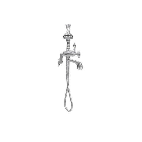 Wall Mount Tub Filler with Hand Shower, All Metal Accents
