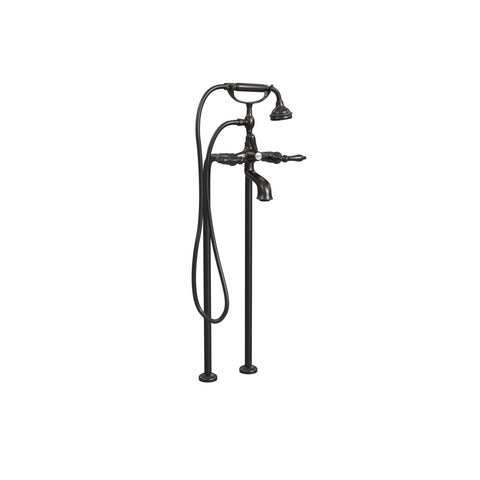 Free-Standing Tub Filler with Hand Shower, All Metal Accents