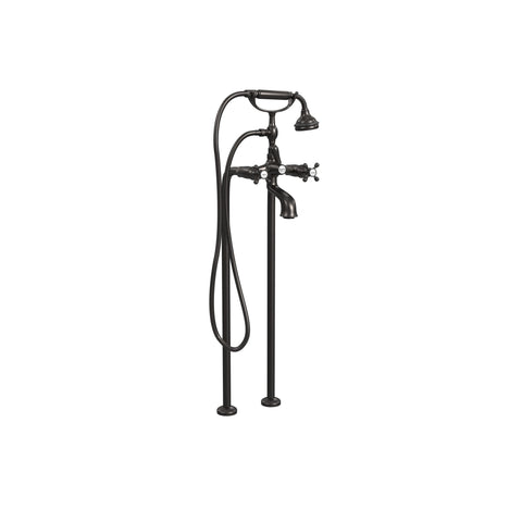 Free-Standing Tub Filler with Hand Shower, All Metal Accents