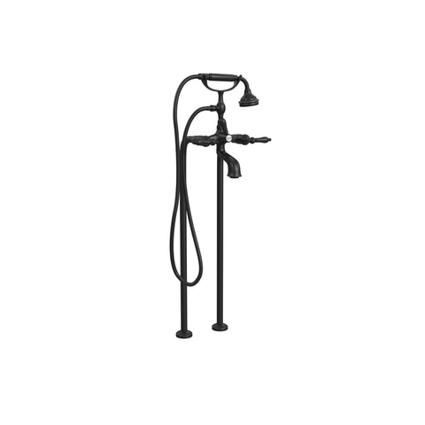 Free-Standing Tub Filler with Hand Shower, All Metal Accents