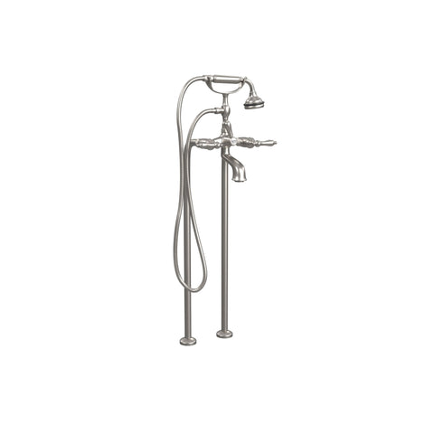 Free-Standing Tub Filler with Hand Shower, All Metal Accents