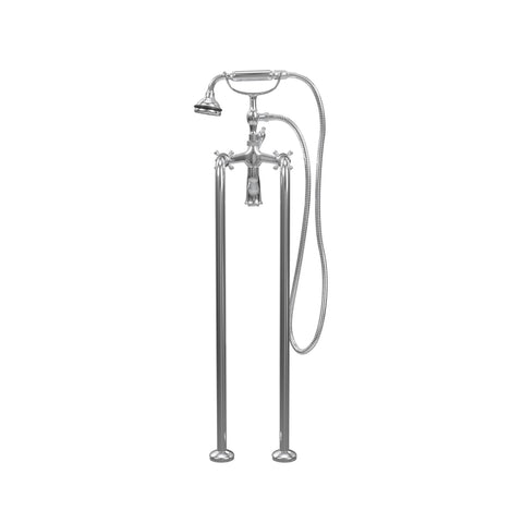 Free-Standing Tub Filler with Hand Shower, All Metal Accents