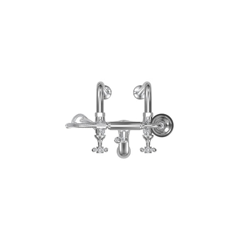 Free-Standing Tub Filler with Hand Shower, All Metal Accents