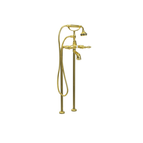 Free-Standing Tub Filler with Hand Shower, All Metal Accents