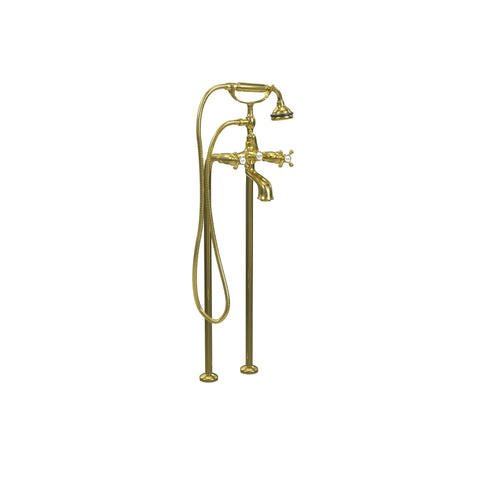 Free-Standing Tub Filler with Hand Shower, All Metal Accents