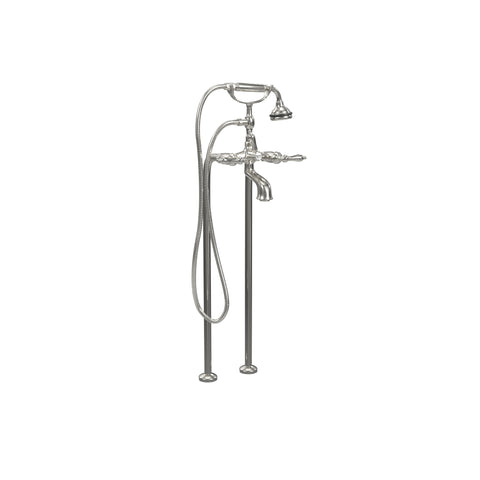 Free-Standing Tub Filler with Hand Shower, All Metal Accents