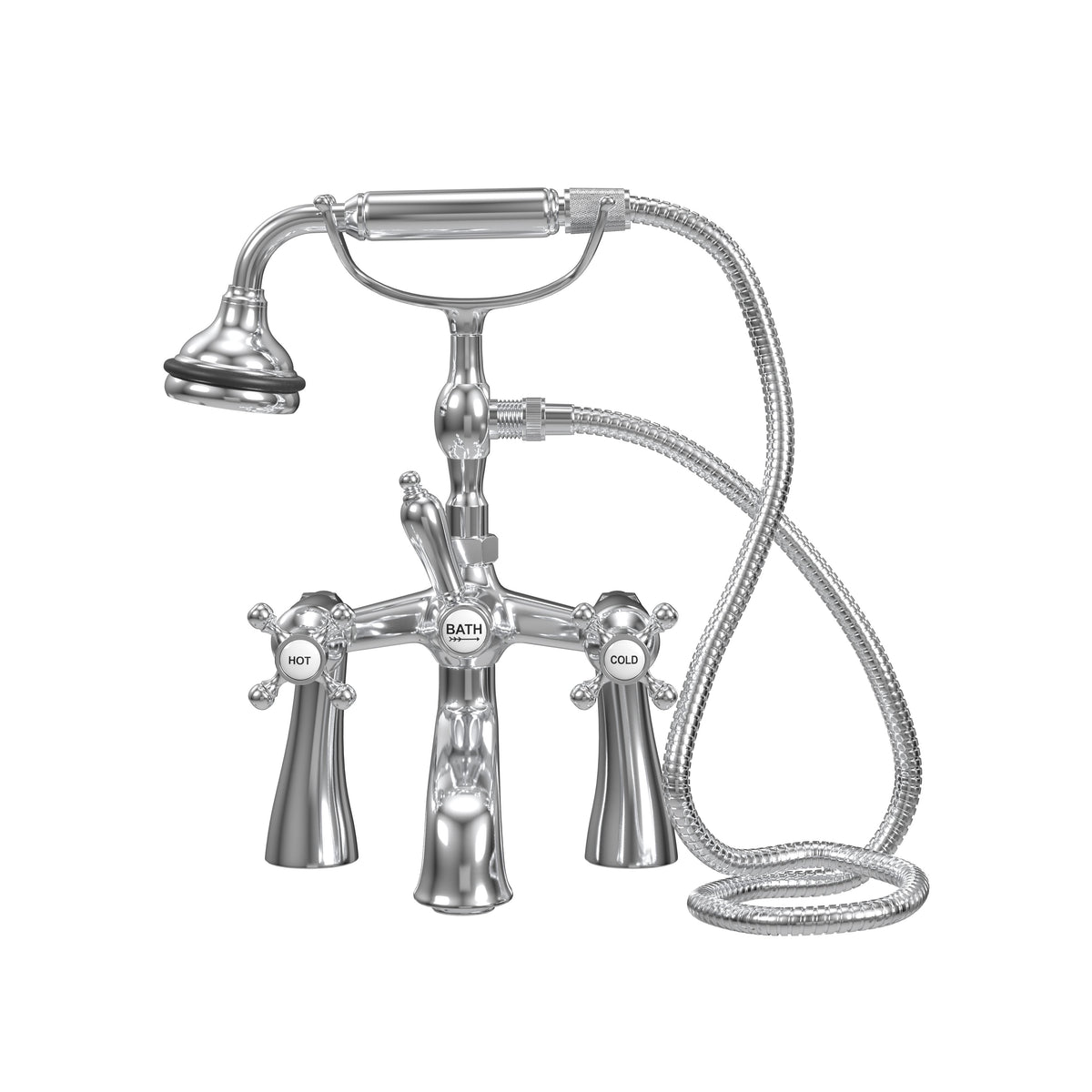Deck Mount Tub Filler with Hand Shower, 7" Spread, All Metal Accents |  Faucet |  Cheviot USD |  Cheviot.