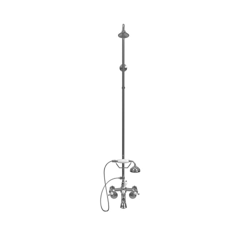 Wall Mount Tub Filler with Overhead and Hand Showers