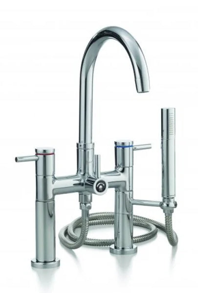 Contemporary Rim Mount Tub Filler with Hand Shower