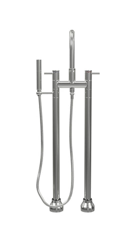 Contemporary Double Post Tub Filler with Hand Shower