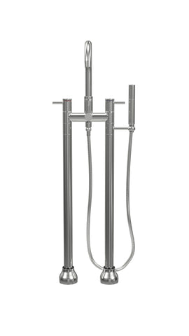 Contemporary Double Post Tub Filler with Hand Shower
