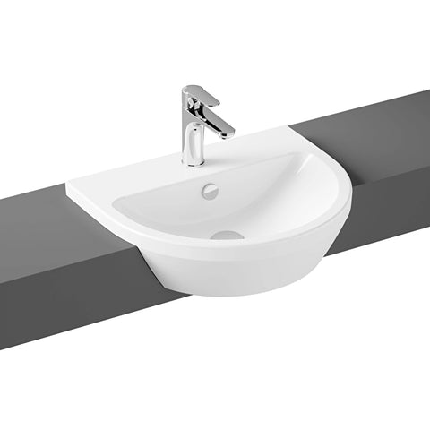 Cheviot Modena round semi-recessed sink in gloss white