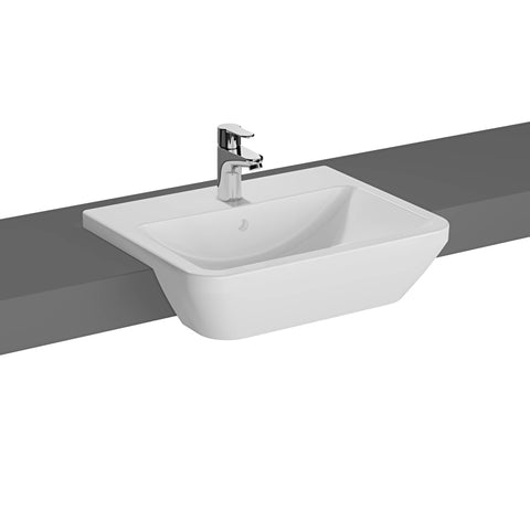 Modena Rectangular Semi-Recessed Sink in gloss white
