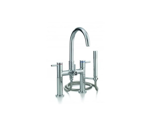 Contemporary Rim Mount Tub Filler with Hand Shower